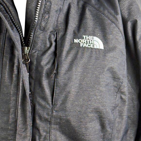 North Face Women's MED Inlux Insulated Jacket Gray Removable Hood Waterproof - Picture 3 of 11